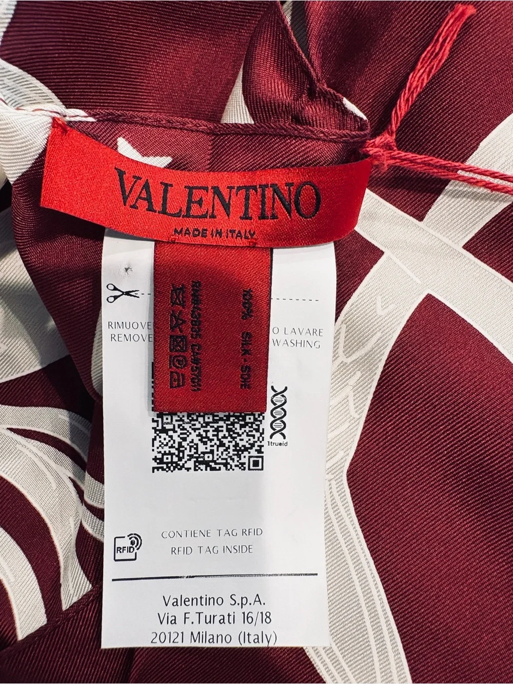 Valentino Capsule Collection Burgundy & White Silk Turban Head Scarf